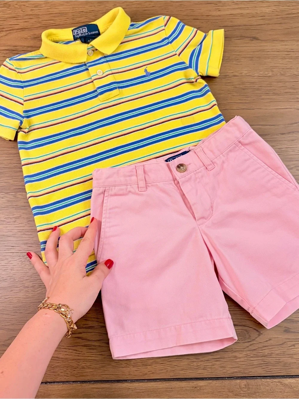 2-3 Years Polo Ralph Lauren Boys Set Polo Shirt Shorts Pink Yellow T-Shirt Pony